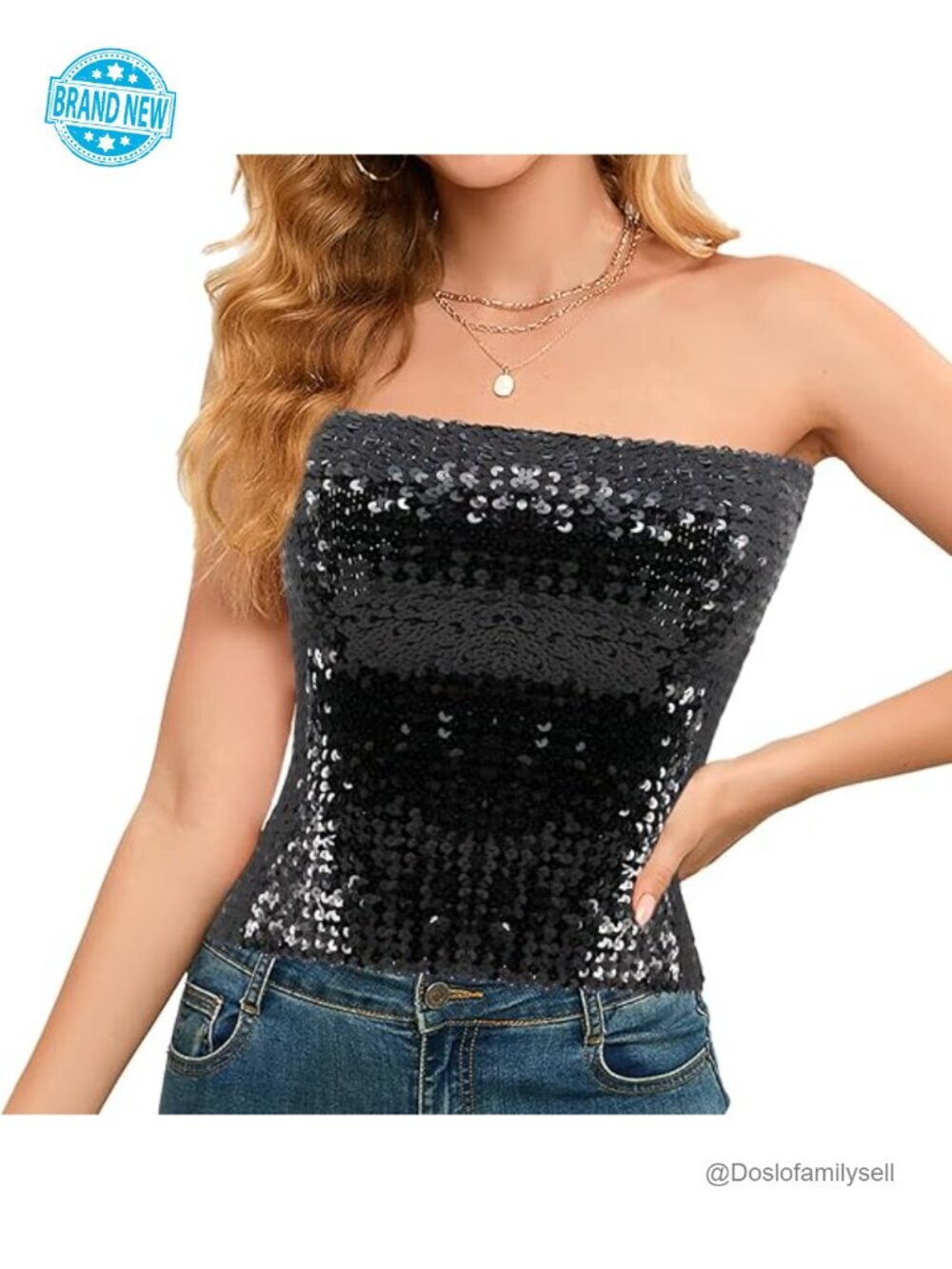 Glitter Sequin Crop Top Tube Top Sleeveless Bandeau Bralette Party Clubwear